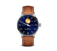 MeisterSinger Lunascope | quadrante blu | cinturino in pelle marrone LS908G