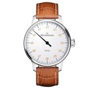 MeisterSinger N.1 quadrante bianco/cinturino in pelle marrone AM3301G
