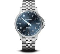 MeisterSinger Orologio Unomat in acciaio inossidabile con quadrante blu sunray UN917