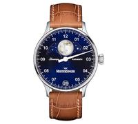 MeisterSinger Quadrante blu cinturino marrone lunascope Pangea LS908