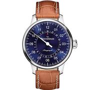 MeisterSinger Quadrante blu con cinturino in pelle marrone classic plus perigraph AM1008