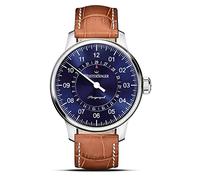 MeisterSinger Quadrante blu soleil Perigraph (38mm) / pelle marrone BM1108