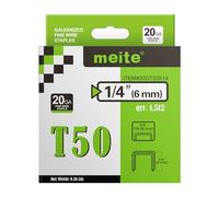 meite Graffette T50, graffette resistenti da 1/4 di pollice per pistola graffatrice, calibro 20 3/8 pollici corona zincata graffette (1.512 pezzi)