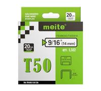 meite Graffette T50, graffette resistenti da 9/16 pollici per pistola graffatrice, calibro 20 3/8 pollici corona zincata graffette (1.512 pezzi)