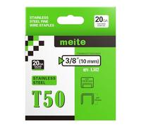 meite Graffette T50 in Acciaio Inox Marino, Tipo 140/10 mm, Graffette Heavy Duty da 20GA con Corona da 10,5 mm per Graffatrice, Ideali per Tappezzeria e Applicazioni Marine - 1.512 Pezzi