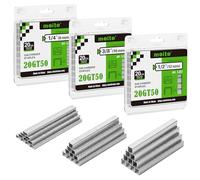meite Punti metallici T50, 3 misure assortite (0,6 cm, 1 cm, 1,3 cm) per graffatrice, zincate, calibro 20, corona da 3/8 pollici, compatibili con pistola graffatrice T50, ideali per tappezzeria