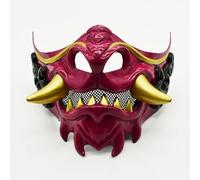 Meiurlex Maschera giapponese Hannya Demon Mezza Viso, Accessorio Cosplay per Halloween Carnevale, Samurai Warrior Costume Accessorio