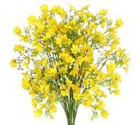 MEIVINES Fiori Finti da Esterno Fiori Artificiali a Gambo Lungo, 8PCS Piante Finte da Interno, Fiori di Seta per Casa Giardino Finestra Portico Agriturismo Matrimonio Festa Cimitero (Giallo, 8PCS)