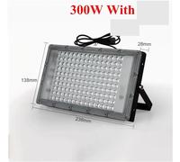 MEIVIYA Lampade for polimerizzazione a Luce Nera a LED UV da 50/100/300 W Impermeabili, proiettore for Esterni, ultravioletto Fluorescente(300W)