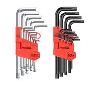 Meiwaltee 22 Pezzi Set di Chiavi a Brugola, Metriche Chiavi Esagonali con Testa a Sfera 1,5-10mm e T10-T50 Estremità Cava Torx Stella Chiavi Per DIY Auto e Biciclette Riparazione-Acciaio Cr-V