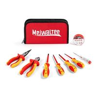 Meiwaltee 8 Pezzi VDE Isolati Set di Cacciaviti, Set di Strumenti Professionale per Elettricisti Isolato 1000V Con Estremità Phillips e Piatte Magnetiche, Pinze Isolate e Tronchesi Diagonali.