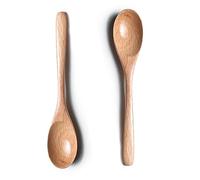 Meiyahome, 2 cucchiai in legno di faggio naturale, 15 cm, cucchiaino da caffè, cucchiaio da dessert, cucchiaino da tè, mescolatori in legno per zucchero, sale, miele e latte (2)