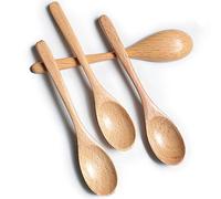Meiyahome, 4 cucchiai in legno di faggio naturale, 15 cm, cucchiaino da caffè, cucchiaino da dessert, cucchiaino da tè, mescolatori in legno per zucchero, sale, miele e latte (4)