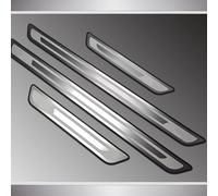 MEIYANFA 4 Pezzi Acciaio Inox Battitacco per Auto Sticker per Smart Fortwo II Coupe (C451) 2007-2015, Esterno Battitacco Protezione Plates Anti-Graffio Scuff Adesivi,B