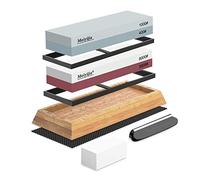 Meiyijia Pietra per Affilare 2-in-1, Affilacoltelli Professionale cote Combinazione - con Stand Silicone Antiscivolo (3000/8000+400/1000 Grit/Set)