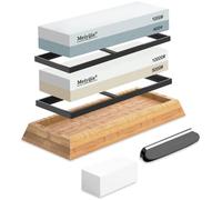 Meiyijia Pietra per Affilare 2-in-1, Affilacoltelli Professionale cote Combinazione - con Stand Silicone Antiscivolo (5000/10000+400/1000 Grit/Set)