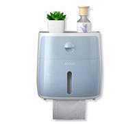 Meiyijia - porta carta igienica,Portarotolo a parete,Portarotoli e dispenser per rotolo di carta impermeabili/antipolvere,Autoadesivo (Bianco + blu)