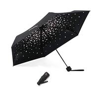 Meiyijia Voy Ombrello compatto e pieghevole, protezione UV, portatile, Mini Lady Ombrello - Interruttore manuale - Nero - Fiori di ciliegio - 90 cm, 90 cm