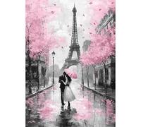MEIYUDA Diamond Painting Amore a Parigi, 5D Diamond Painting Kit Completo, 5D Pittura Diamante Painting Kit Ricamo a Punto Croce Artigianale Per La Decorazione Della Parete Di Casa 30x40cm