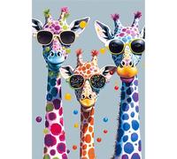 MEIYUDA Diamond Painting Giraffe Cool, 5D Diamond Painting Kit Completo Animale, 5D Pittura Diamante Painting Kit Ricamo a Punto Croce Artigianale Per La Decorazione Della Parete Di Casa 30x40cm