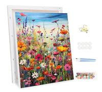 MEIYUDA Dipingere con i numeri, adulti con cornice, fiori e piante, set di pittura digitale a olio su tela con pennelli e pigmento acrilico, set fai da te, arte per decorazione della casa, regalo 30 x