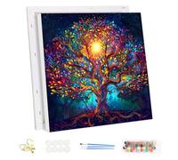 MEIYUDA Dipingere con i Numeri Adulti con Telaio Albero Della vita Colorato, fai da te Paint by Numbers Quadri da Dipingere Numerat, Pittura a Olio Kit, Pittura Adulti Decora la Casa Regalo 30x30cm