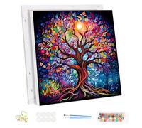 MEIYUDA Dipingere con i Numeri Adulti con Telaio Albero Della vita Colorato, Fai da te Paint by Numbers Quadri da Dipingere Numerat, Dipingere con i Numeri Pittura Adulti Decora la Casa Regalo 30x30cm
