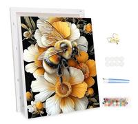 MEIYUDA Dipingere con i Numeri Adulti con Telaio Ape Fiori, Kit di Pittura a Olio su Tela Fai-da-Te con Pennelli Pittura a Pigmento Acrilico Disegno, Decora la Casa Regalo 30x40cm