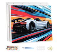 MEIYUDA Dipingere con i Numeri Adulti con Telaio Auto sportiva cool, Pittura a Olio Kit Paint by Numbers, fai da te Quadri da Dipingere Numerat, Pittura Adulti Decora la Casa Regalo 40x30cm
