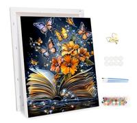 MEIYUDA Dipingere con i Numeri Adulti con Telaio Fiori, Farfalla fai da te Paint by Numbers Quadri da Dipingere Numerat, Pittura a Olio Kit, Pittura Adulti Decora la Casa Regalo 30x40cm