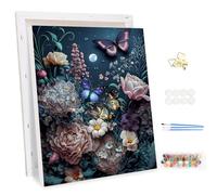 MEIYUDA Dipingere con i Numeri Adulti con Telaio Fiori Farfalla, fai da te Paint by Numbers Quadri da Dipingere Numerat, Pittura a Olio Kit, Pittura Adulti Decora la Casa Regalo 30x40cm