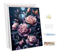 MEIYUDA Dipingere con i Numeri Adulti con Telaio Fiori Farfalla, Kit di Pittura Acrilica Fai-da-Te per Adulti Principianti Facile su Te, Paint by Numbers Pittura Decora la Casa Regalo 30x40cm