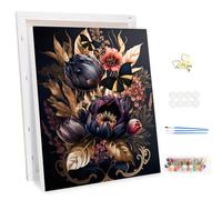 MEIYUDA Dipingere con i Numeri Adulti con Telaio Fiori, Kit di Pittura Acrilica Fai-da-Te per Adulti Principianti Facile su Te Farfalla, Paint by Numbers Pittura Decora la Casa Regalo 30x40cm