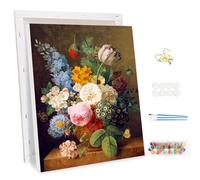 MEIYUDA Dipingere con i Numeri Adulti con Telaio Fiori Vari, Kit di Pittura Acrilica Fai-da-Te per Adulti Principianti Facile su Te, Paint by Numbers Pittura Decora la Casa Regalo 30x40cm