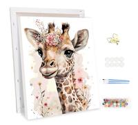 MEIYUDA Dipingere con i Numeri Adulti con Telaio Giraffe, Pittura a Olio Kit Paint by Numbers Animale, fai da te Quadri da Dipingere Numerat, Pittura Adulti Decora la Casa Regalo 30x40cm