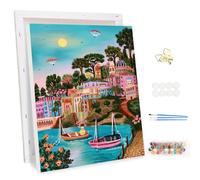 MEIYUDA Dipingere con i Numeri Adulti con Telaio L'arte del colore Syros, fai da te Paint by Numbers Quadri da Dipingere Numerat, Pittura a Olio Kit, Pittura Adulti Decora la Casa Regalo 30x40cm