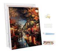 MEIYUDA Dipingere con i Numeri Adulti con Telaio Notte di pioggia, fai da te Paint by Numbers Quadri da Dipingere Numerat, Pittura a Olio Kit, Pittura Adulti Decora la Casa Regalo 30x40cm