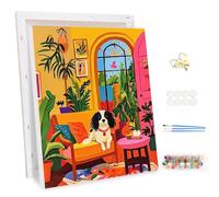 MEIYUDA Dipingere con i Numeri Adulti con Telaio Paesaggio, famiglia fai da te Paint by Numbers Quadri da Dipingere Numerat, Pittura a Olio Kit, Pittura Adulti Decora la Casa Regalo 30x40cm