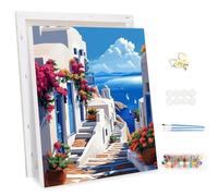 MEIYUDA Dipingere con i Numeri Adulti con Telaio Paesaggio, Kit di Pittura Acrilica Fai-da-Te per Adulti Principianti Facile su Te, Paint by Numbers Pittura Decora la Casa Regalo 30x40cm