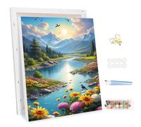 MEIYUDA Dipingere con i Numeri Adulti con Telaio Paesaggio Natura, Kit di Pittura a Olio su Tela Fai-da-Te con Pennelli Pittura a Pigmento Acrilico Disegno, Decora la Casa Regalo 30x40cm