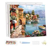 MEIYUDA Dipingere con i Numeri Adulti con Telaio Paisaje junto al mar, Kit di Pittura a Olio su Tela Fai-da-Te con Pennelli Pittura a Pigmento Acrilico Disegno, Decora la Casa Regalo 40x30cm