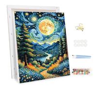 MEIYUDA Dipingere con i Numeri Adulti con Telaio Strada della Luna, Kit di Pittura Acrilica Fai-da-Te per Adulti Principianti Facile su Te, Paint by Numbers Pittura Decora la Casa Regalo 30x40cm