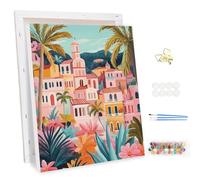 MEIYUDA Dipingere con i Numeri Adulti con Telaio Una città vivace, Kit di Pittura Acrilica Fai-da-Te per Adulti Principianti Facile su Te, Paint by Numbers Pittura Decora la Casa Regalo 30x40cm