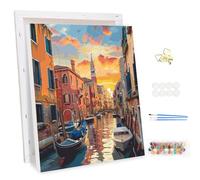 MEIYUDA Dipingere con i Numeri Adulti con Telaio Venezia di Notte, Kit di Pittura Acrilica Fai-da-Te per Adulti Principianti Facile su Te, Paint by Numbers Pittura Decora la Casa Regalo 30x40cm