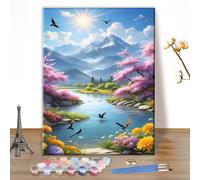 MEIYUDA Dipingere con i Numeri Adulti Paesaggio, Natura Pittura a Olio Kit Paint by Numbers, fai da te Quadri da Dipingere Numerat, Pittura Adulti Decora la Casa Regalo 30x40cm(Senza Cornice)