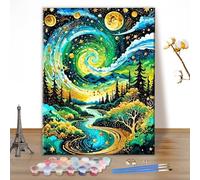 MEIYUDA Dipingere con i Numeri Adulti Paesaggio, Natura Pittura a Olio Kit Paint by Numbers, fai da te Quadri da Dipingere Numerat, Pittura Adulti Decora la Casa Regalo 40x50cm(Senza Cornice)