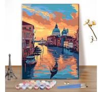 MEIYUDA Dipingere con i Numeri Adulti Venezia di Notte, Kit di Pittura Acrilica Fai-da-Te per Adulti Principianti Facile su Te, Paint by Numbers Pittura Decora la Casa Regalo 40x50cm(Senza Cornice)