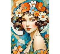 MEIYUDA DIY Diamond Painting Kit Fiori di donna vintage, 5D Pittura Diamante Painting Kit, Diamond Painting Ricamo a Punto Croce Artigianale Per La Decorazione Della Parete Di Casa 30x40cm