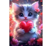 MEIYUDA DIY Diamond Painting Kit Gatto carino, 5D Pittura Diamante Painting Kit, Diamond Painting Ricamo a Punto Croce Artigianale Per La Decorazione Della Parete Di Casa 30x40cm
