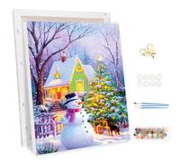 MEIYUDA Natale Dipingere con i Numeri Adulti con Telaio, Pupazzo di neve Pittura a Olio Kit Paint by Numbers, fai da te Quadri da Dipingere Numerat, Pittura Adulti Decora la Casa Regalo 25x35cm